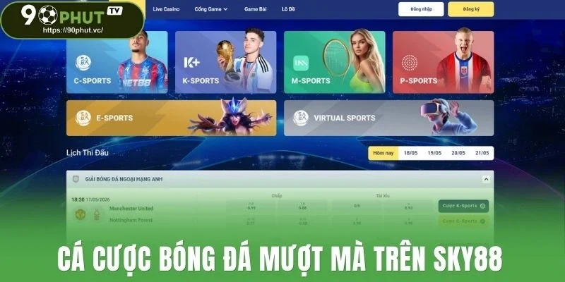 Cá cược bóng đá mượt mà trên Sky88