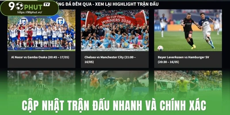Cập nhật trận đấu nhanh và chính xác