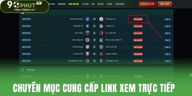 Chuyên mục cung cấp link xem trực tiếp