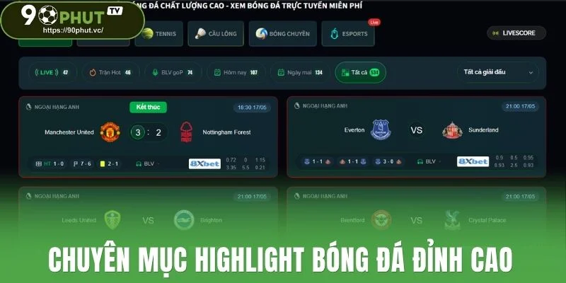 Chuyên mục highlight bóng đá đỉnh cao