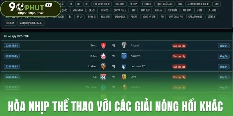 Hòa nhịp thể thao với các giải nóng hổi khác