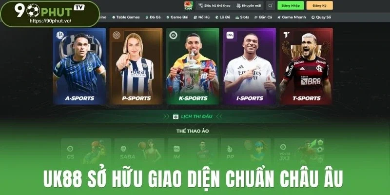UK88 sở hữu giao diện chuẩn châu Âu