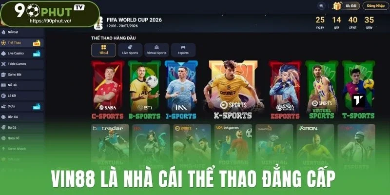 Vin88 là nhà cái thể thao đẳng cấp